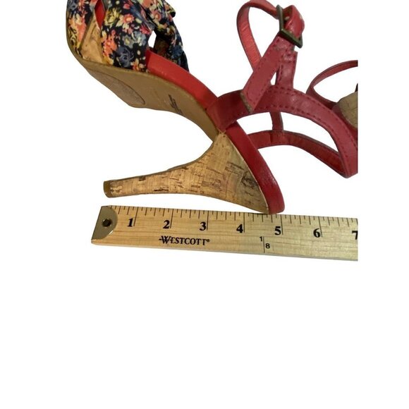 Rampage Platform Stiletto Heels Sandals Floral Fabric with Cork Heels Size 8 1/2 - Picture 6 of 10